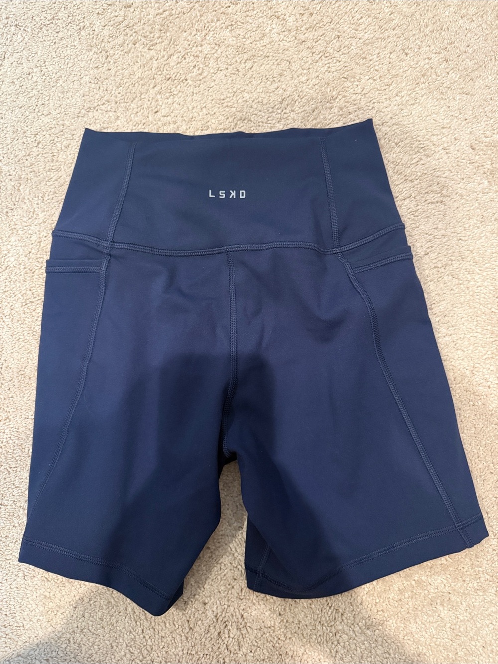 LSKD Navy High-Rise Athletic Bike Shorts